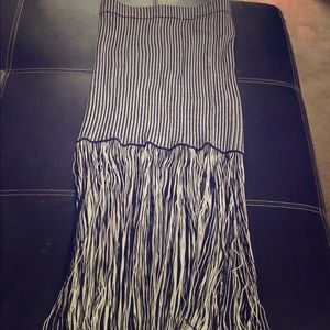 Black and white striped knit pencil skirt by Zara